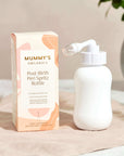 Photo of Mummy's Organics Post- Birth Peri Bottle standing next to packaging